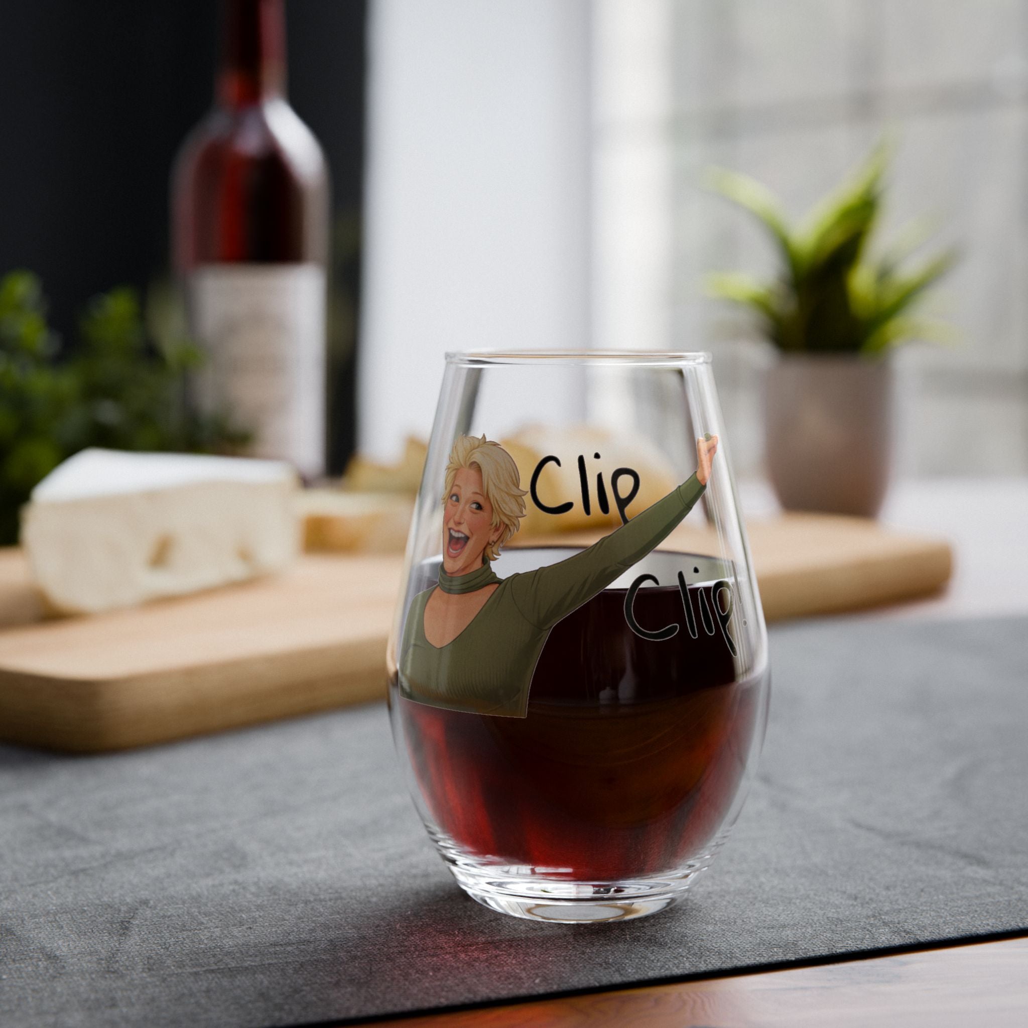 Stemless Wine Glass – 'Clip Clip!' (11.75 oz)