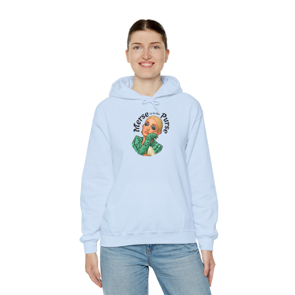 Retro Woman Graphic Hoodie — "Merse Is The Purse" Vintage Pin-Up Sweatshirt