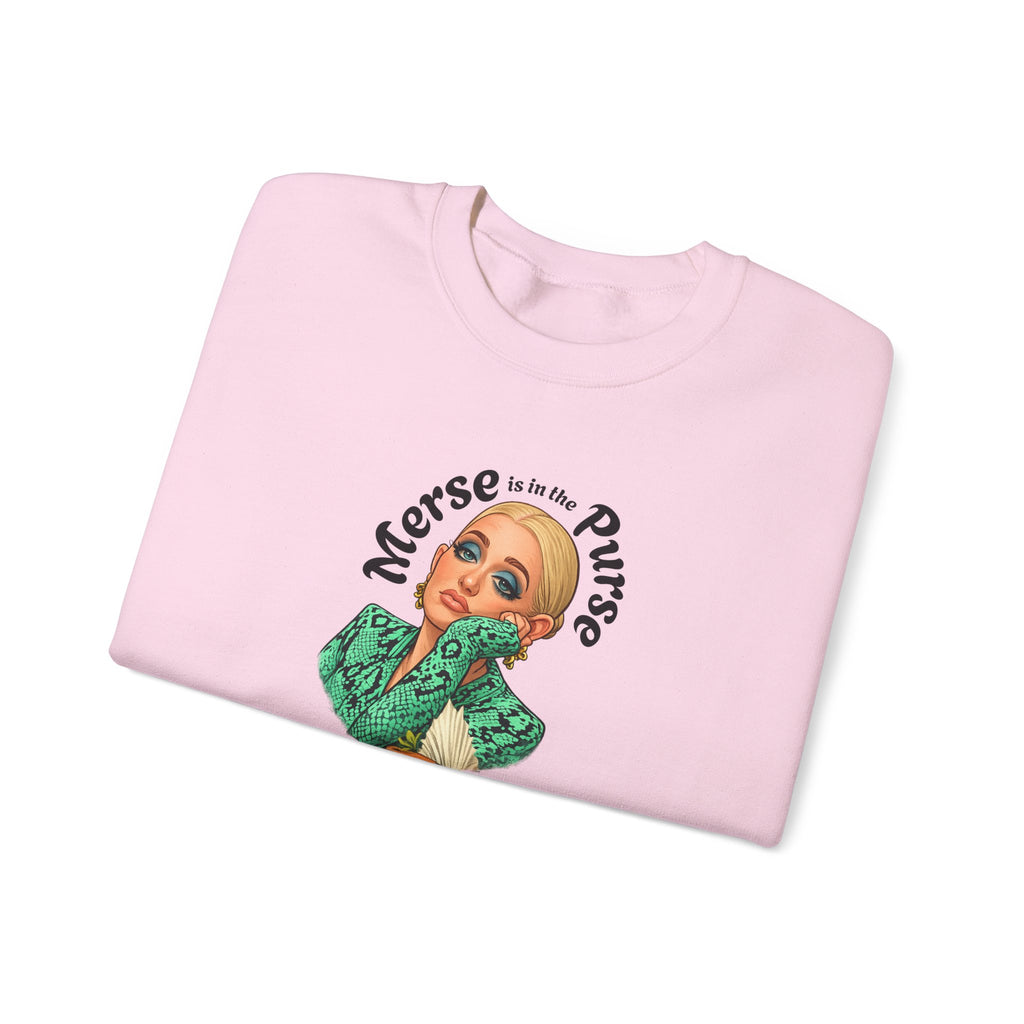 Vintage Glam Crewneck Sweatshirt — “Merse is in the Purse” Retro Pinup Design