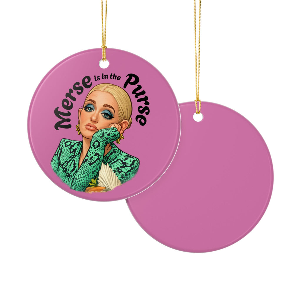 Ceramic Ornament — "Merse is in the Purse" Fashionista Holiday Decoration