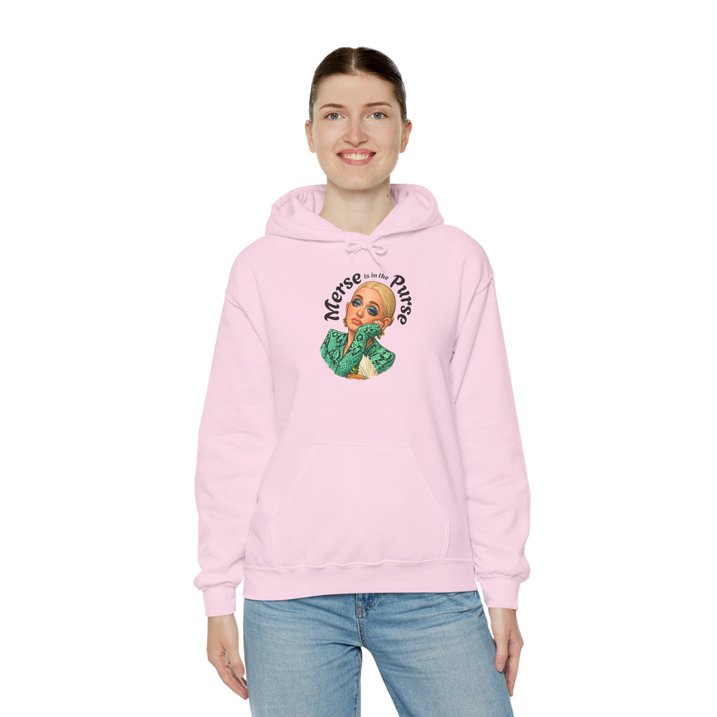 Retro Woman Graphic Hoodie — "Merse Is The Purse" Vintage Pin-Up Sweatshirt