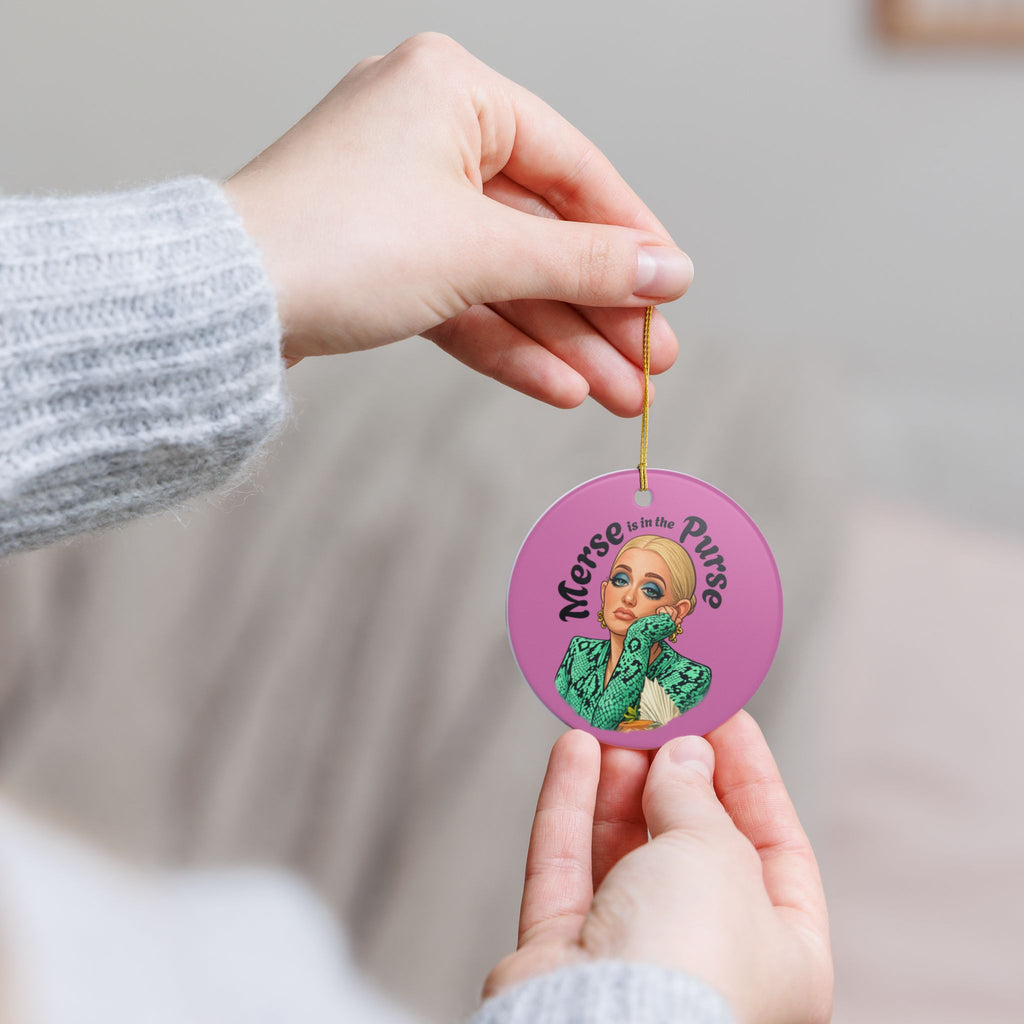 Ceramic Ornament — "Merse is in the Purse" Fashionista Holiday Decoration