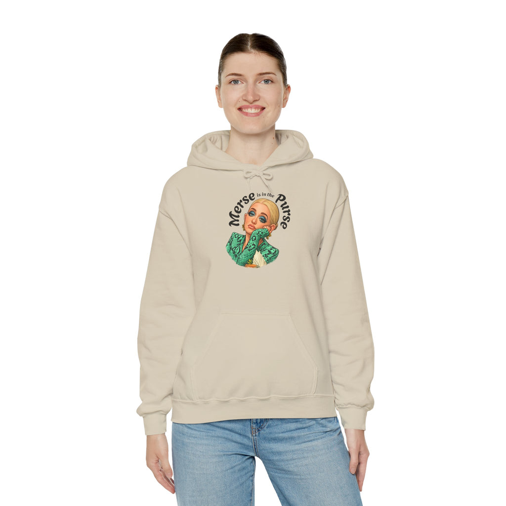 Retro Woman Graphic Hoodie — "Merse Is The Purse" Vintage Pin-Up Sweatshirt