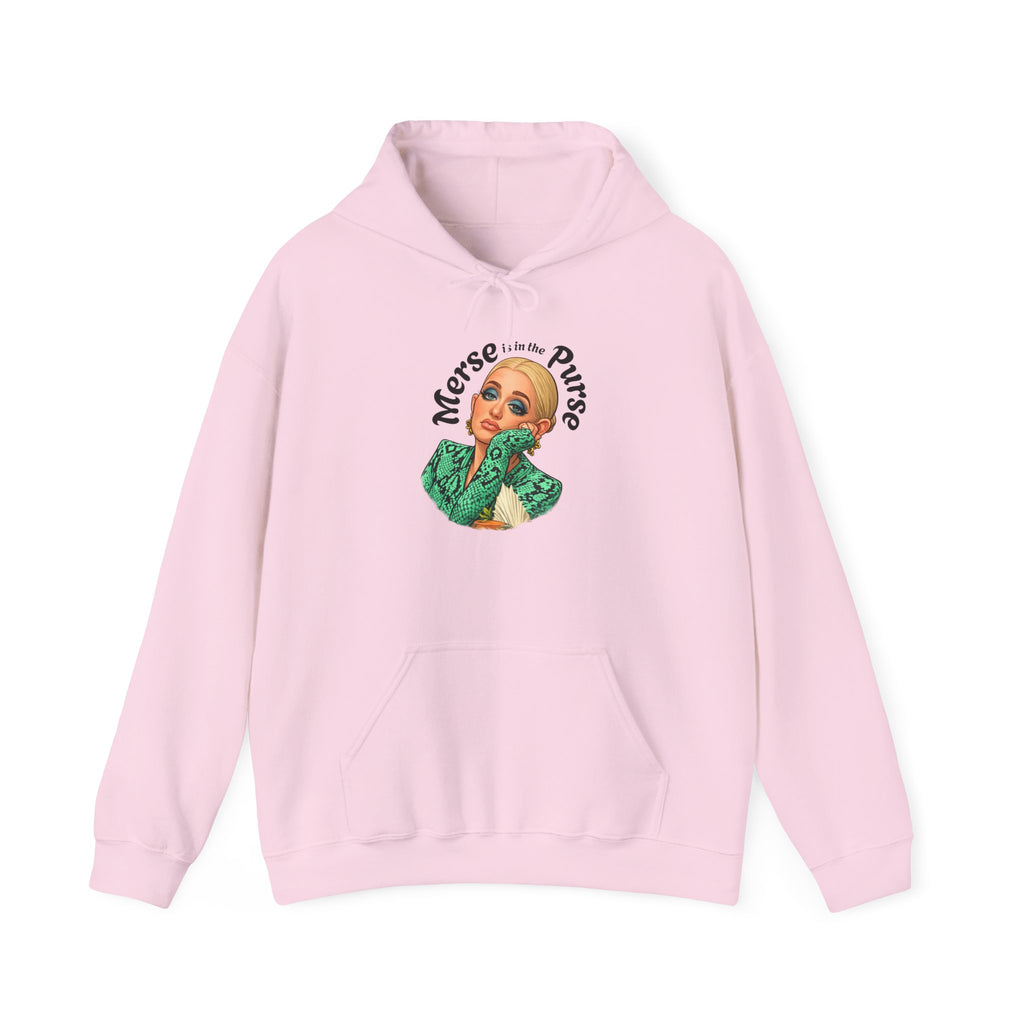 Retro Woman Graphic Hoodie — "Merse Is The Purse" Vintage Pin-Up Sweatshirt