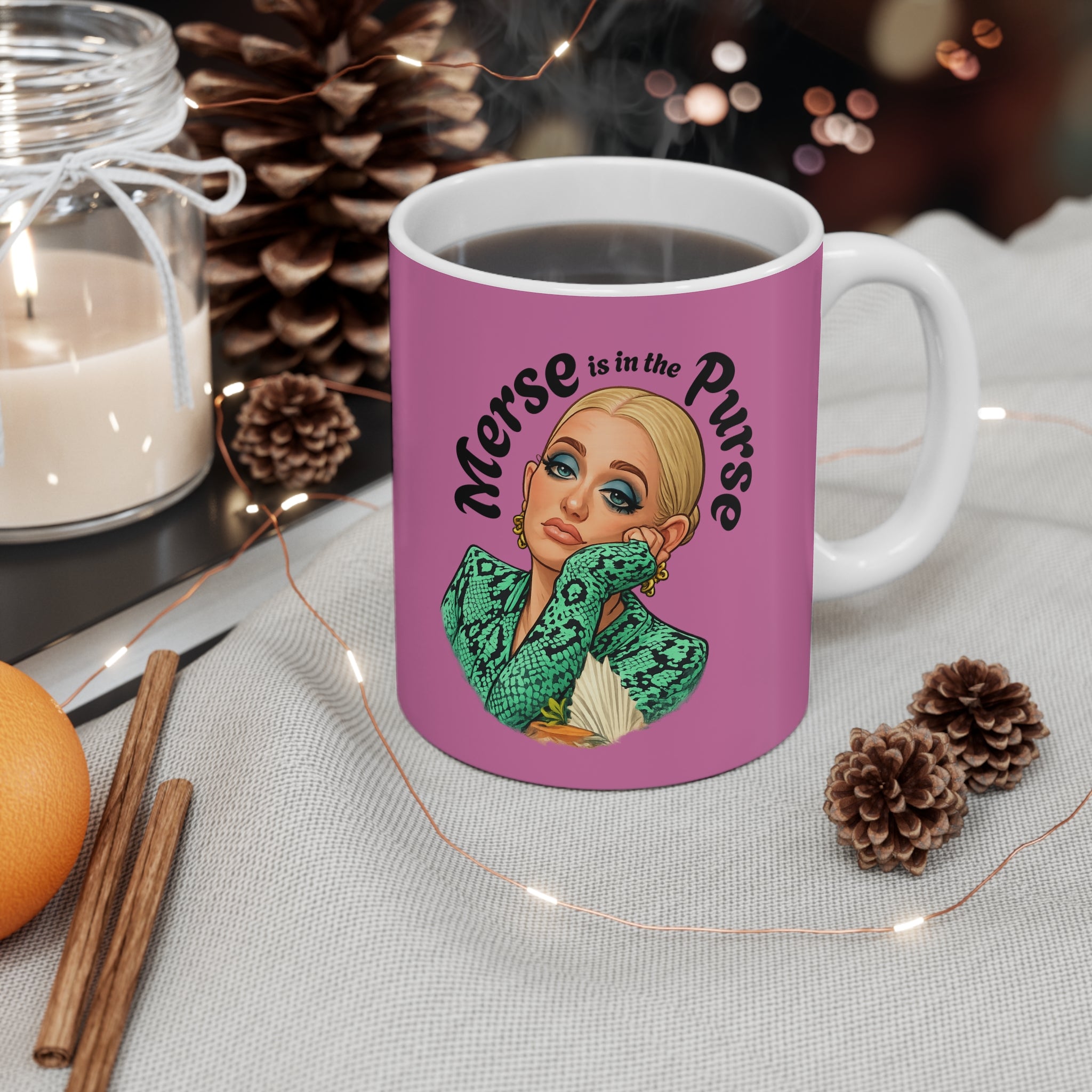 Mug — "Merse is in the Purse" Pink Drag Queen Coffee Mug (11 oz)
