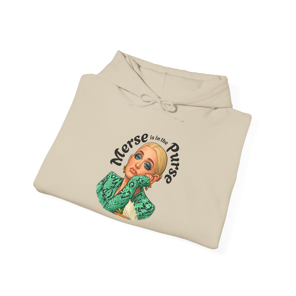 Retro Woman Graphic Hoodie — "Merse Is The Purse" Vintage Pin-Up Sweatshirt