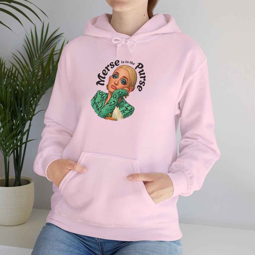 Retro Woman Graphic Hoodie — "Merse Is The Purse" Vintage Pin-Up Sweatshirt