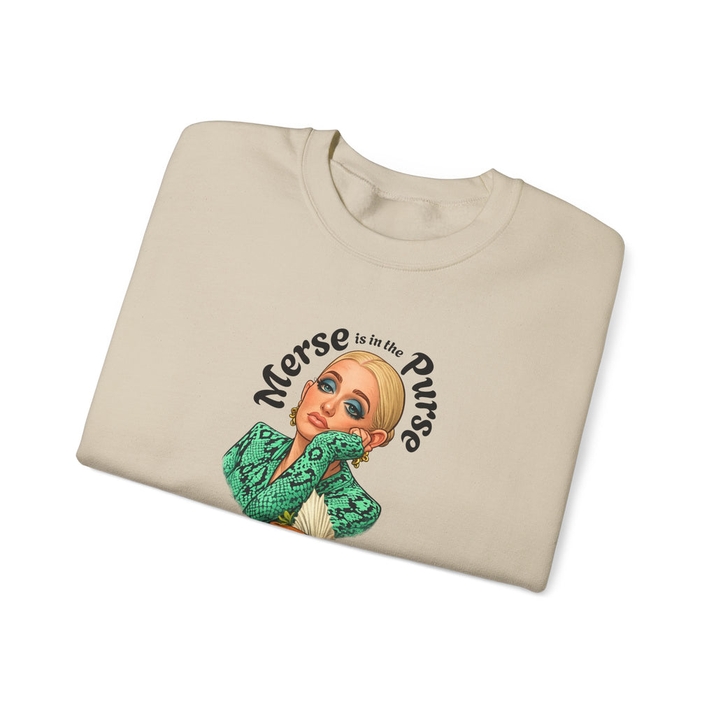 Vintage Glam Crewneck Sweatshirt — “Merse is in the Purse” Retro Pinup Design