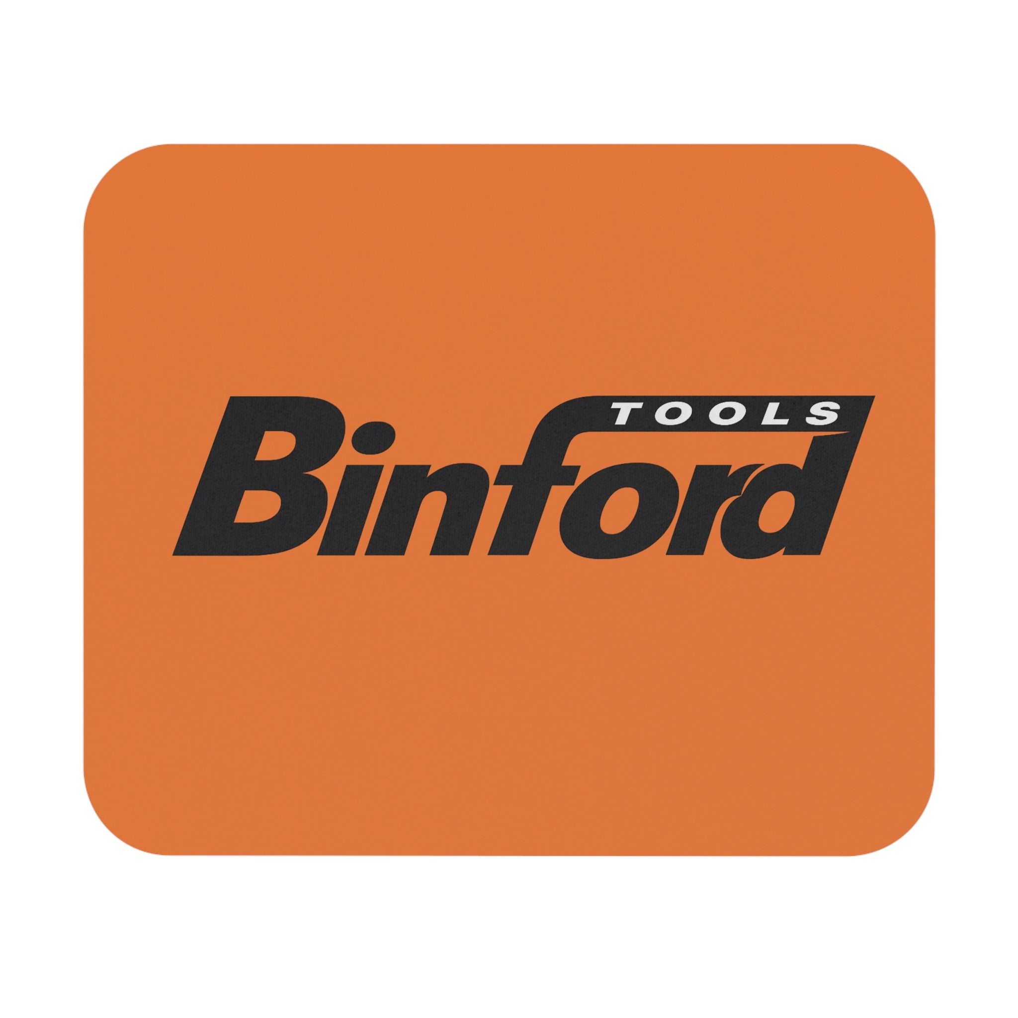 Binford Tools Logo Orange Rectangle Mouse Pad — Retro Workshop Desk Mat
