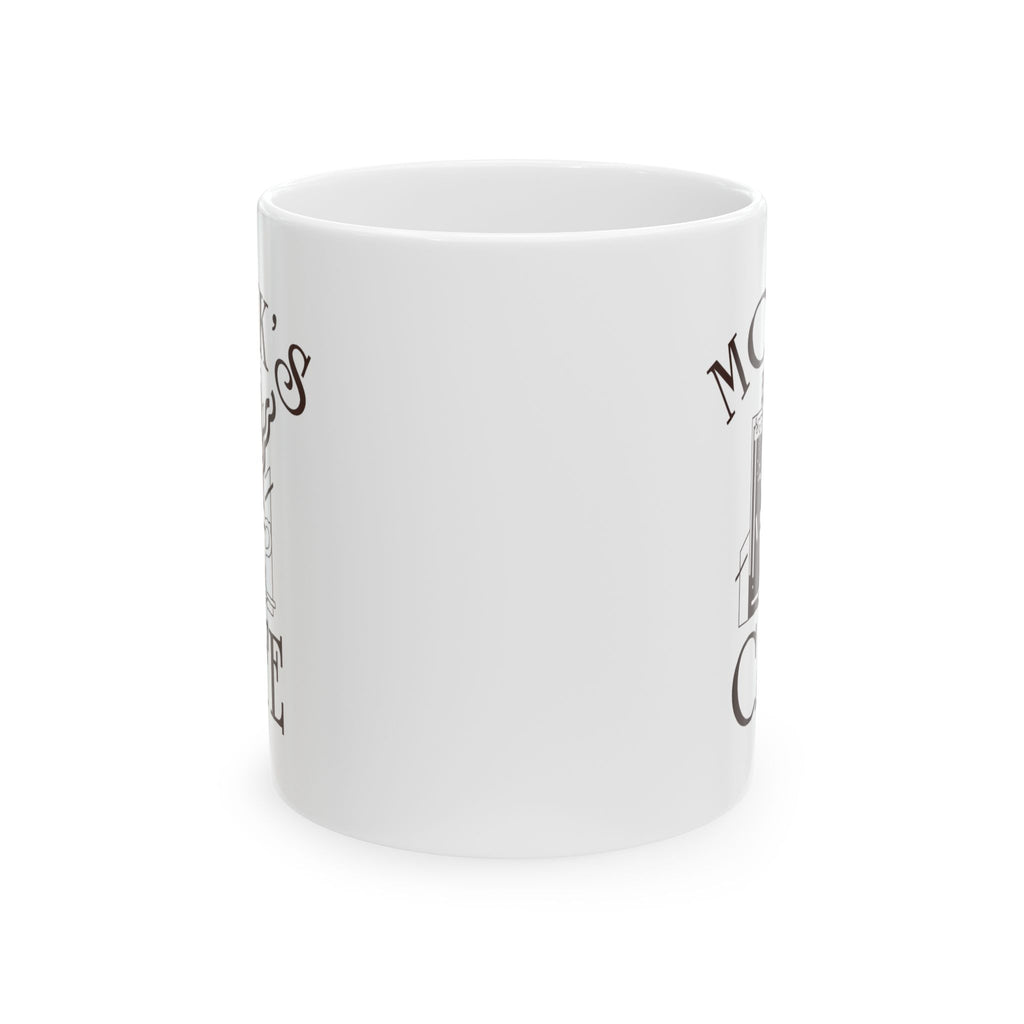 Monk's Cafe Coffee Mug — Vintage Script Ceramic Tea Cup (11oz & 15oz) | Seinfeld