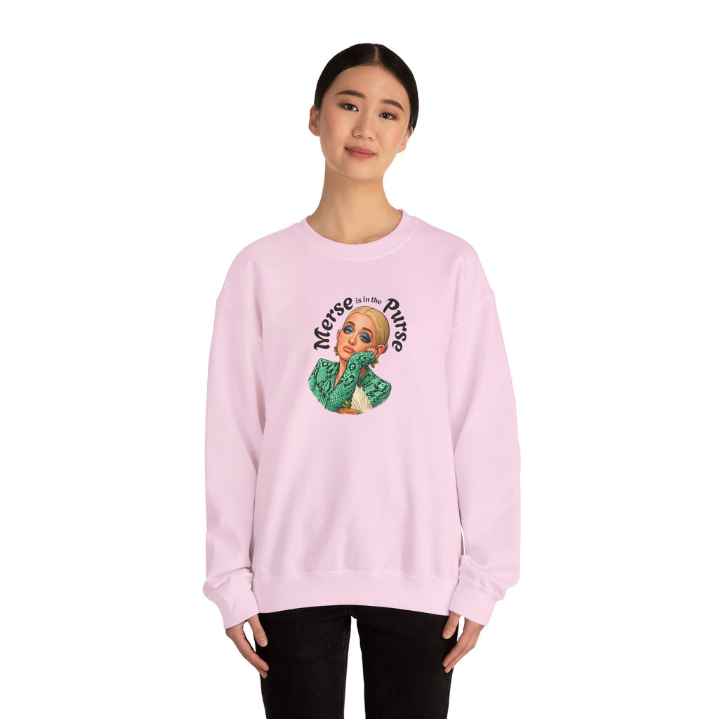 Vintage Glam Crewneck Sweatshirt — “Merse is in the Purse” Retro Pinup Design