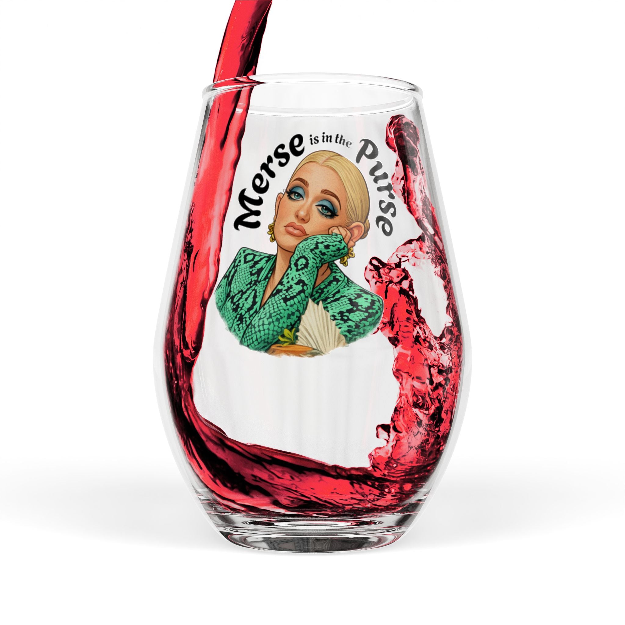Stemless Wine Glass – "Merse is in the Purse" Drag Portrait 11.75oz