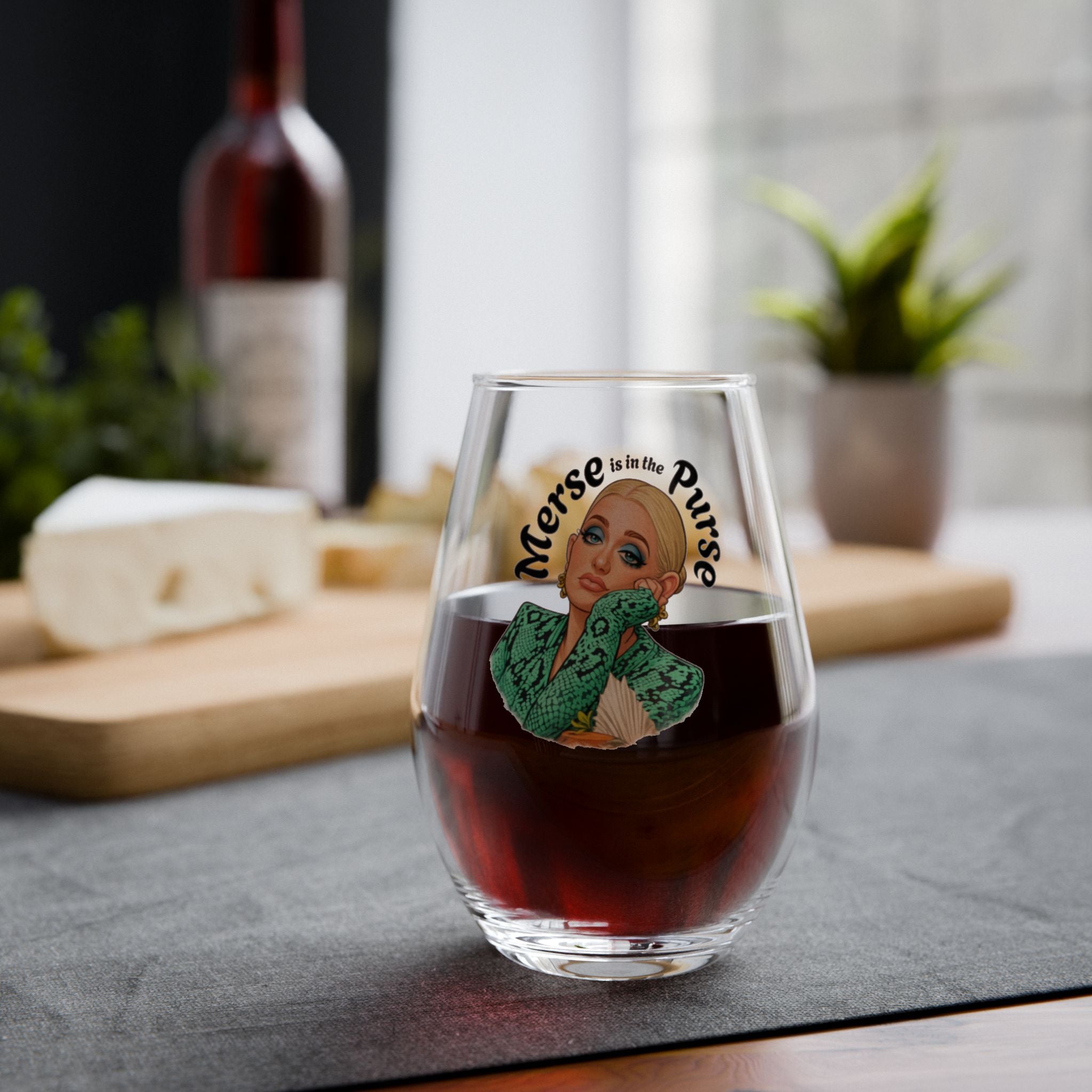 Stemless Wine Glass – "Merse is in the Purse" Drag Portrait 11.75oz