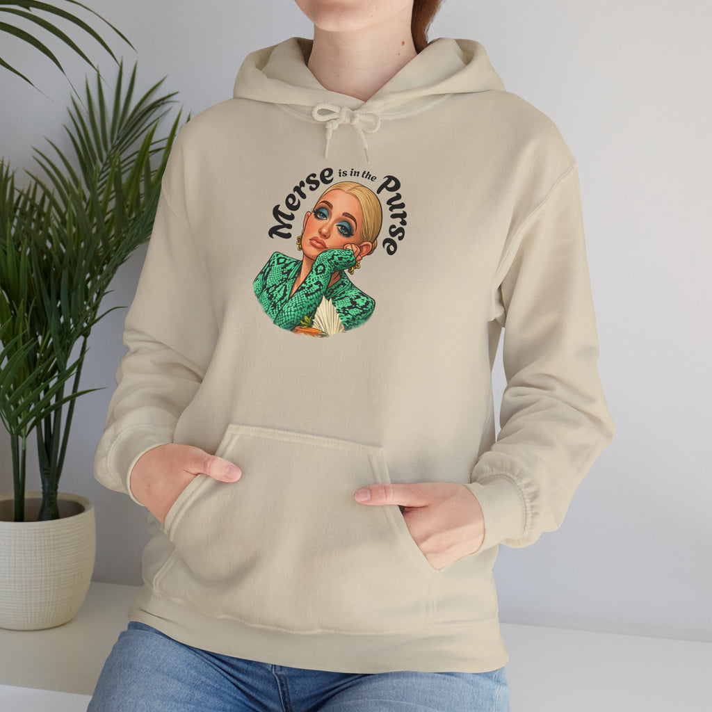 Retro Woman Graphic Hoodie — "Merse Is The Purse" Vintage Pin-Up Sweatshirt