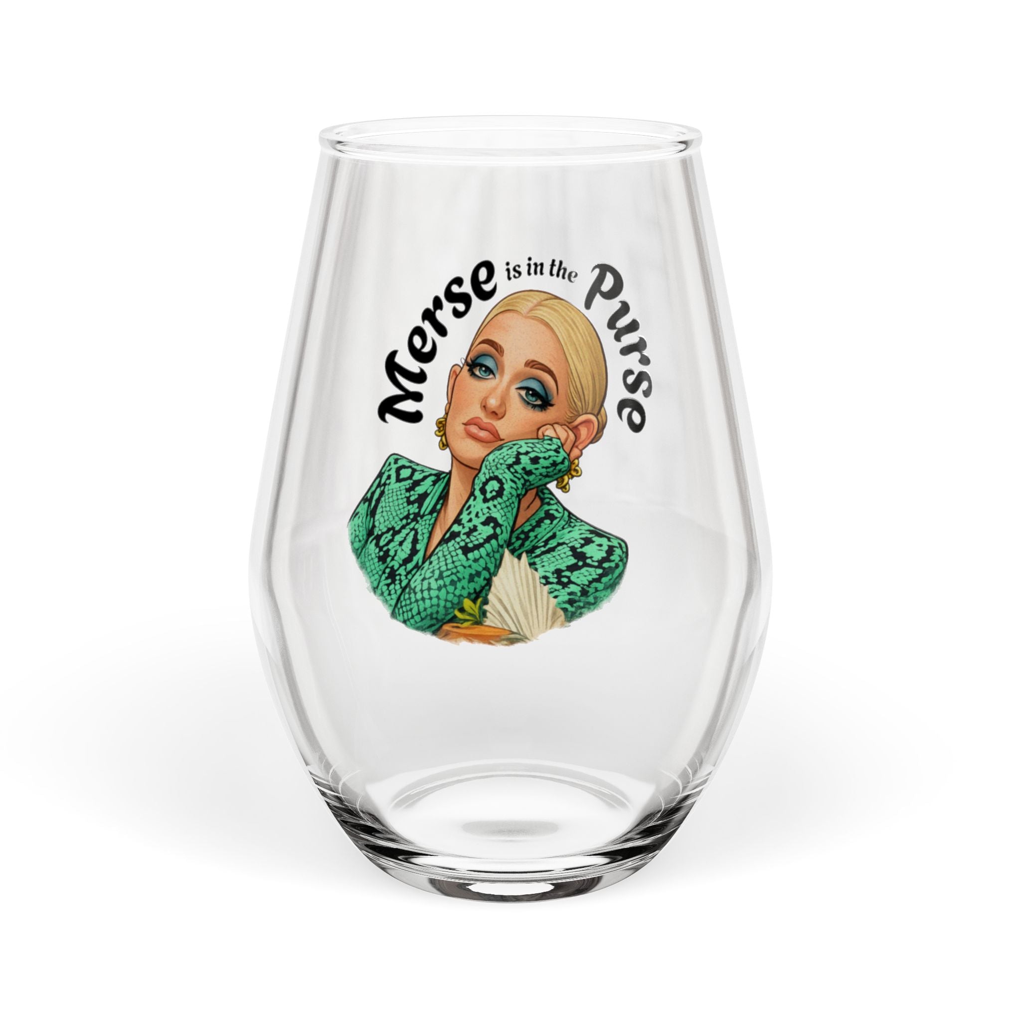 Stemless Wine Glass – "Merse is in the Purse" Drag Portrait 11.75oz