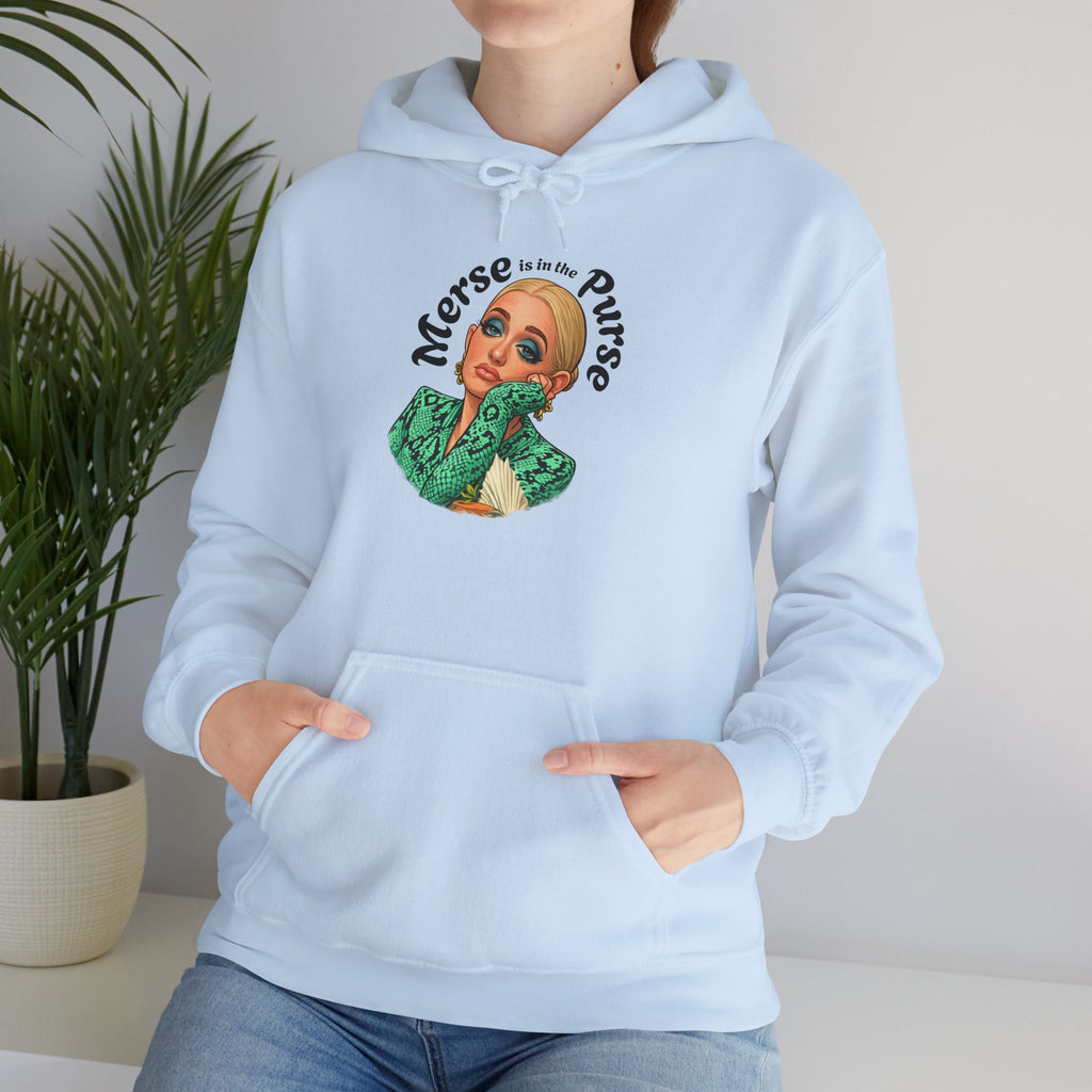 Retro Woman Graphic Hoodie — "Merse Is The Purse" Vintage Pin-Up Sweatshirt