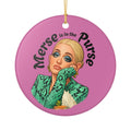 Ceramic Ornament — "Merse is in the Purse" Fashionista Holiday Decoration